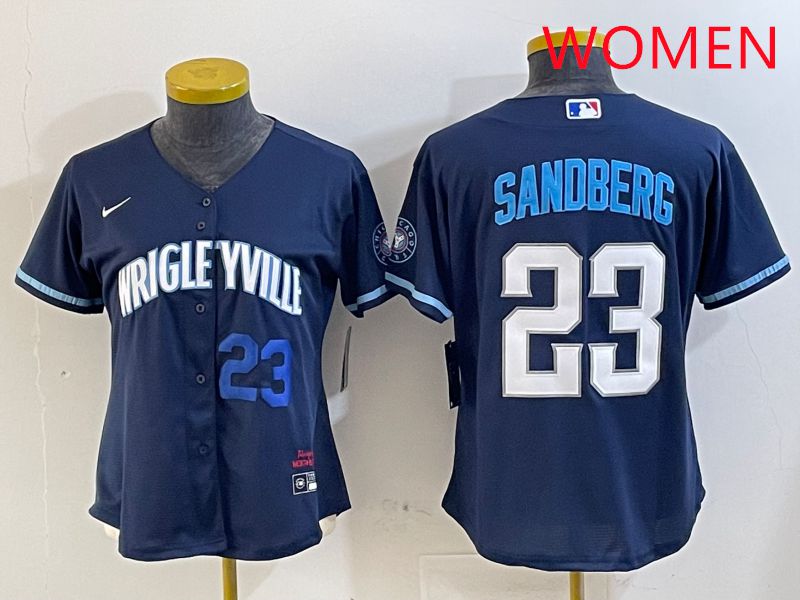 Women Chicago Cubs #23 Sandberg Blue City Edition Game 2025 Nike MLB Jersey style 5